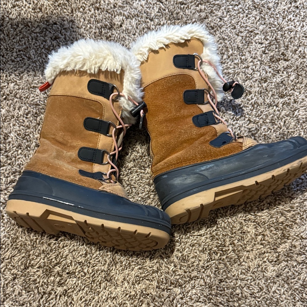 Cat & Jack Tan and Black Winter Boots